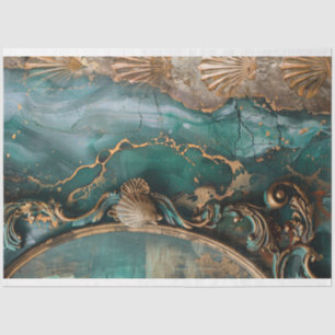 Papel De Seda Abstrato Ocean & Shells, Mídia Mista