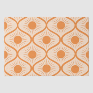 Papel De Seda Abstrato Orange Sun no Meio século Ogee