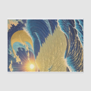Papel De Seda Abstrato Ouro Manning Sunrise Ocean Wave