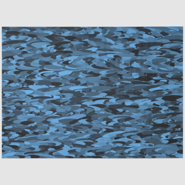Papel De Seda Abstrato - Padrão Azul Preto (Frente )
