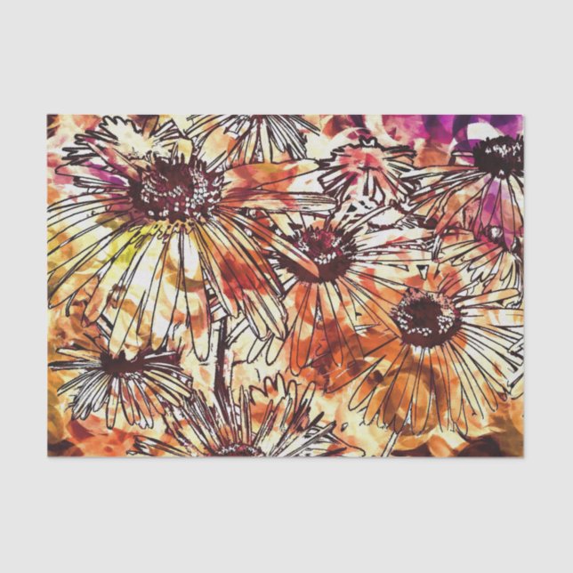 Papel De Seda Abstrato Paint Daub Sunflower Patterno (Frente )