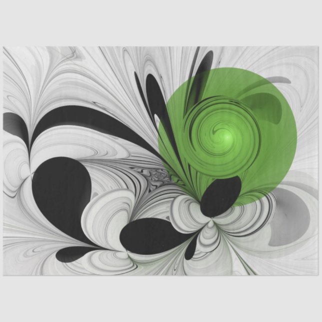 Papel De Seda Abstrato preto e branco com arte frontal verde (Frente )