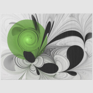 Papel De Seda Abstrato preto e branco com arte frontal verde