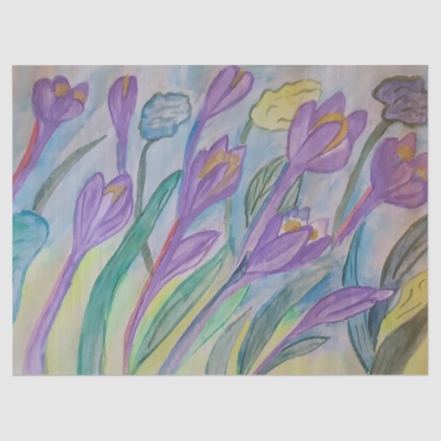 Papel De Seda Abstrato Primavera Crocus (Frente )