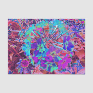 Papel De Seda Abstrato Roxo e Flor Azul