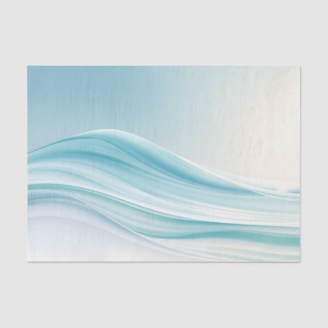 Papel De Seda Abstrato Serene Ocean Waves com Blues Suaves (Frente )