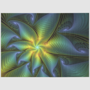 Papel De Seda Abstrato Star, Ouro Verde brilhante Arte Fractal