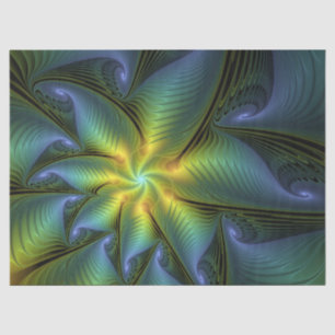 Papel De Seda Abstrato Star, Ouro Verde brilhante Arte Fractal