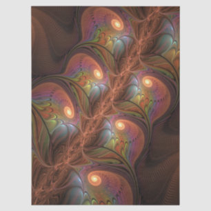 Papel De Seda Abstrato Trippy Marrom Fractal Fluorescente Colori