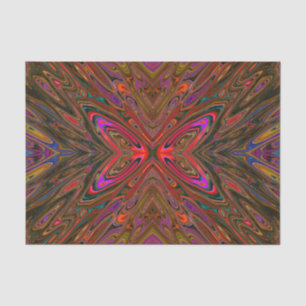 Papel De Seda Abstrato Trippy Orange e Magenta Butterfly
