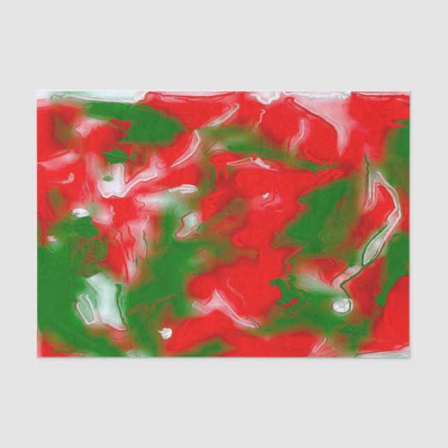 Papel De Seda Abstrato vermelho, branco e verde (Frente )