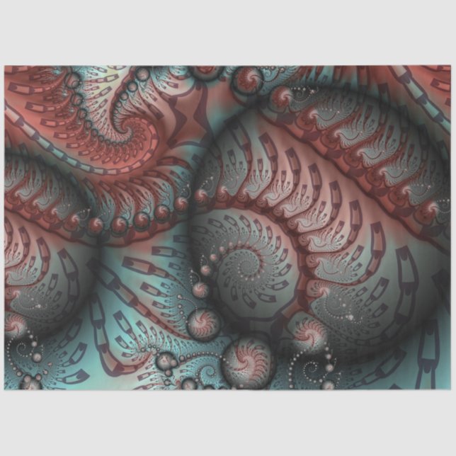 Papel De Seda Abstrato Vivid Fantasy Fractal Art Brown Blue (Frente )