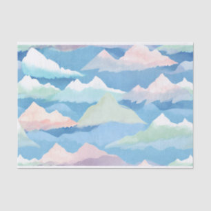 Papel De Seda Abstrato Watercolor Colinas e Montanhas Natureza