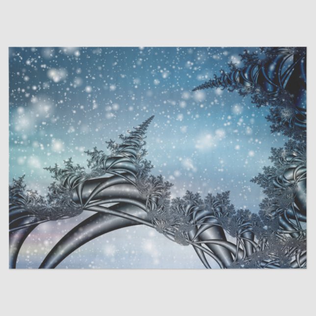 Papel De Seda Abstrato Winter Fractal 32 Background Tissue Paper (Frente )