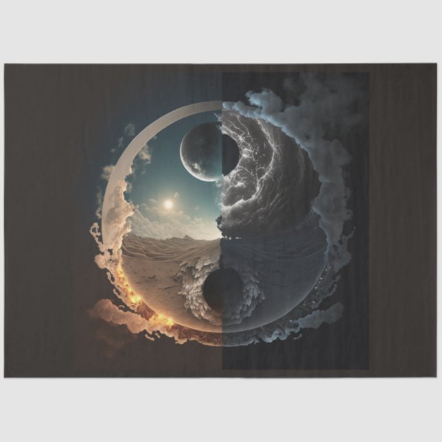 Papel De Seda Abstrato Ying Yang Series Design 1 (Frente )