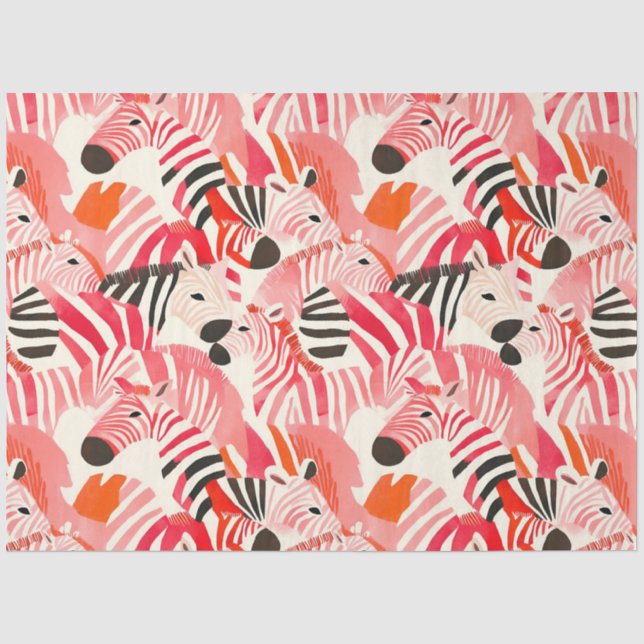 Papel De Seda Abstrato Zebras a rosa (Frente )