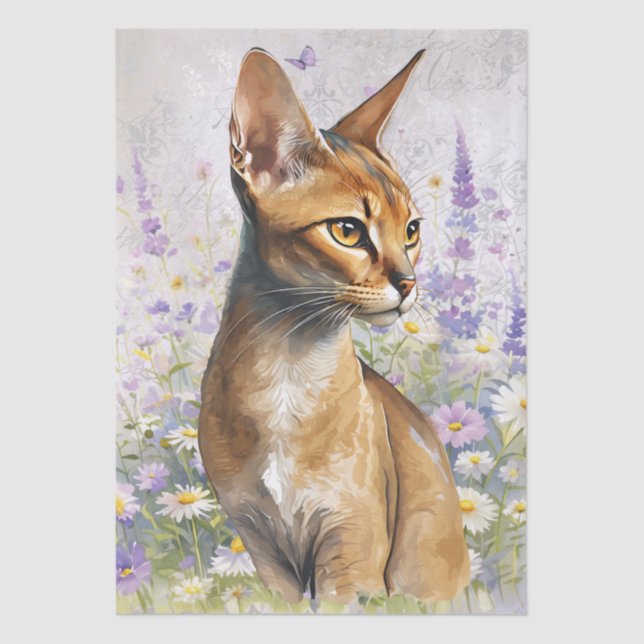 Papel De Seda Abyssinian Cat Watercolor (Frente )