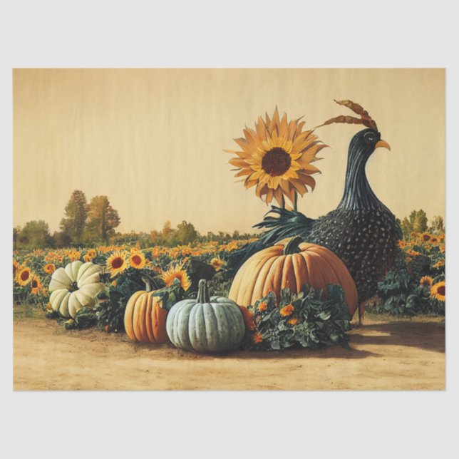 Papel De Seda Ação de Graças à Turquia e Pumpkins Decoupage (Frente )