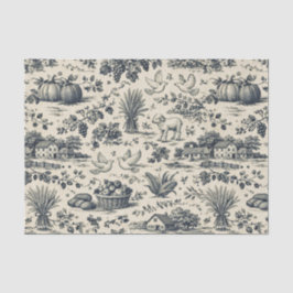 Papel De Seda Ação de Graças Indigo Azul Colheita Toile