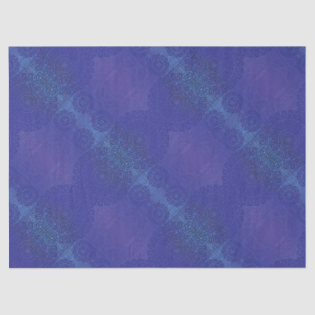 Papel De Seda Aceitação | Medalhões Blue Indigo Violet Boho (Frente )