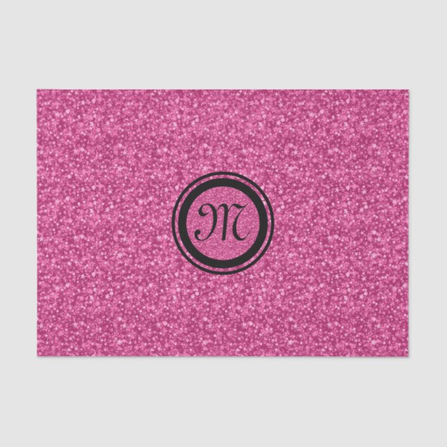 Papel De Seda Acentos Pretos Cor-de-Rosa e Brilhantes Monogramad (Frente )