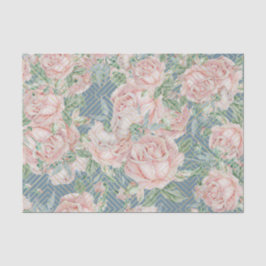 Papel De Seda Aço Leve Rosas Azuis e Rosas