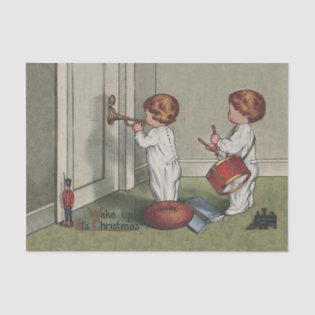 Papel De Seda Acordar Sua linda ilustração infantil de Natal (Frente )