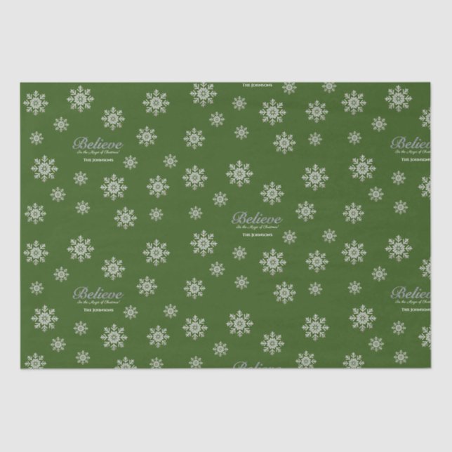 Papel De Seda Acredite na Mágica do Natal | Verde (Frente )