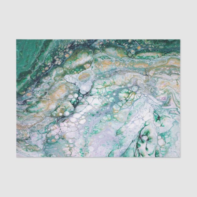 Papel De Seda Acrylic Fluid Pour Dragão Esmeralda (Frente )