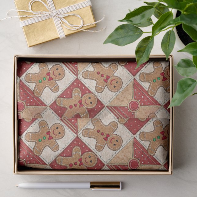 Papel De Seda Adesivo de Homem de Biscoito de Natal Patchwork Fo (Presente)