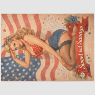 Papel De Seda Adesivo Patriótico Decoupage | América Vintage Ret