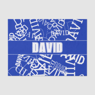 Papel De Seda Adicione qualquer nome, nome colagem em azul e bra