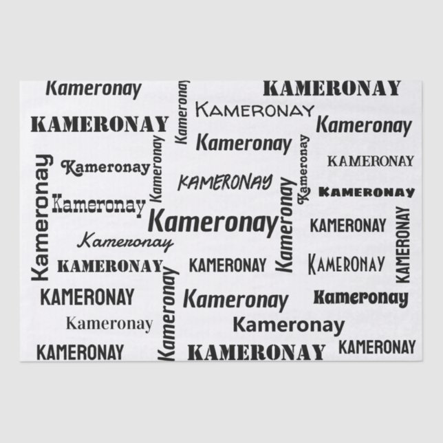 Papel De Seda Adicione seu próprio nome preto e branco personali (Frente )