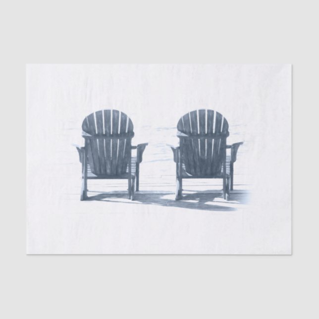 Papel De Seda Adirondack Beach Chairs Cinza White Rustic (Frente )