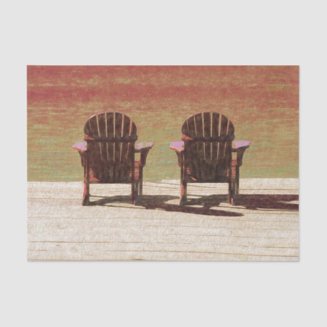Papel De Seda Adirondack Beach Chairs Sunset Rustic (Frente )