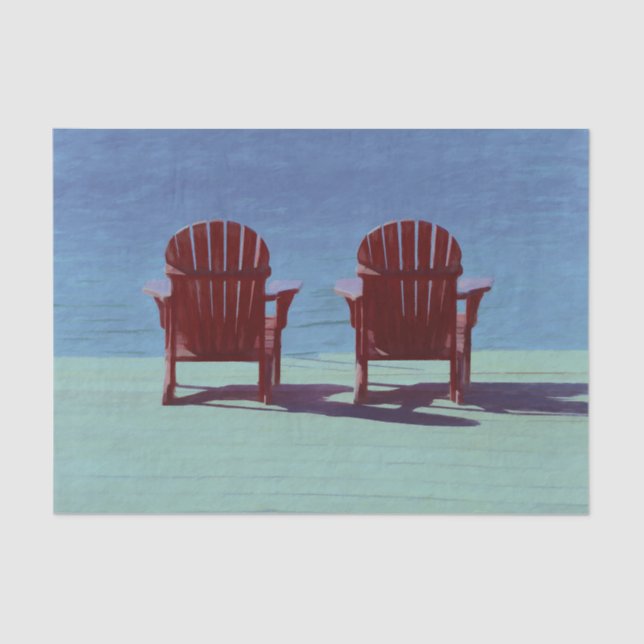 Papel De Seda Adirondack Beach Chairs Teal Blue Rustic (Frente )