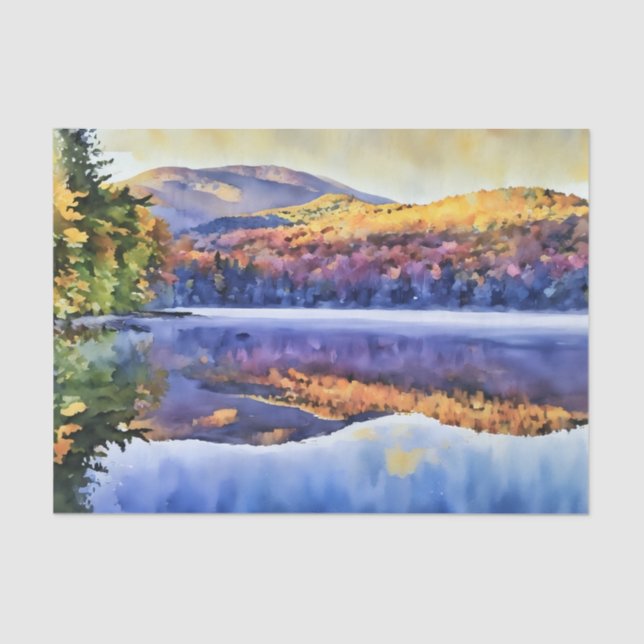 Papel De Seda Adirondacks in the fall Heart Lake Tissue Paper (Frente )