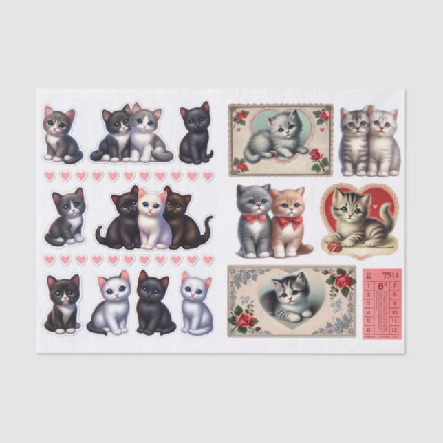 Papel De Seda Adorable Collection Cat & Kitten Ephemera (Frente )