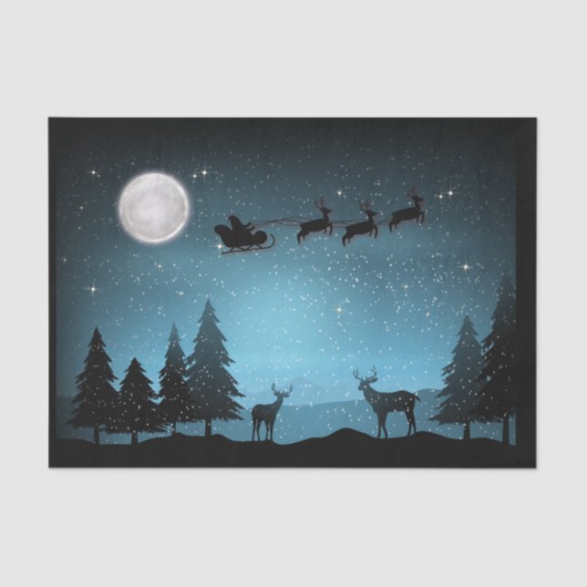 Papel De Seda Adorable Reindeer At Night (Frente )