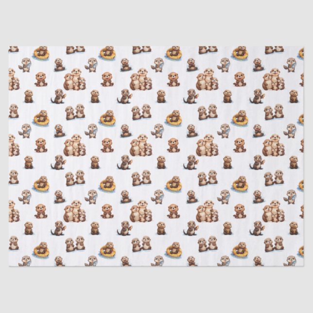 Papel De Seda Adoráveis Otters! (Frente )