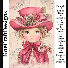 Papel De Seda Adorável Boneca Steampunk, Roupa Rosa AM7 Decoupag