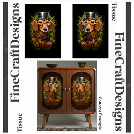 Papel De Seda Adornado Cachorro Dachshund Estilo Steampunk Decou
