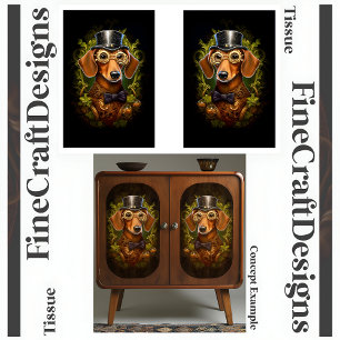Papel De Seda Adornado Cachorro Dachshund Estilo Steampunk Decou