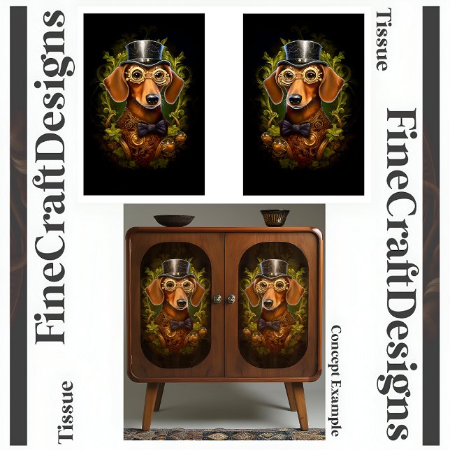 Papel De Seda Adornado Cachorro Dachshund Estilo Steampunk Decou (Criador carregado)