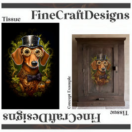 Papel De Seda Adornado Cachorro Dachshund Steampunk Decoupage Di