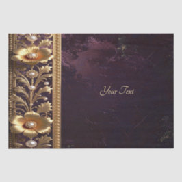 Papel De Seda Adorno Floral Dourado com Lenço de Tecido Pérolas