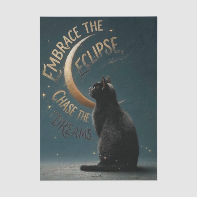 Papel De Seda "Adote o Eclipse" Ilustração do Gato Celestial (Frente )