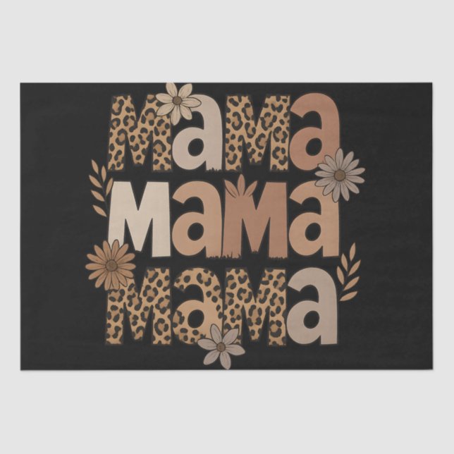 Papel De Seda Aestética Mama Typografia Leopard Gift (Frente )