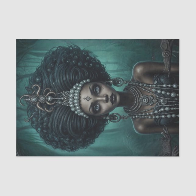 Papel De Seda África Americana Bonita Rainha Voodoo (Frente )