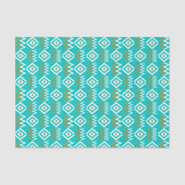 Papel De Seda África Kente Dark Aqua Teal Blue Diamond (Frente )